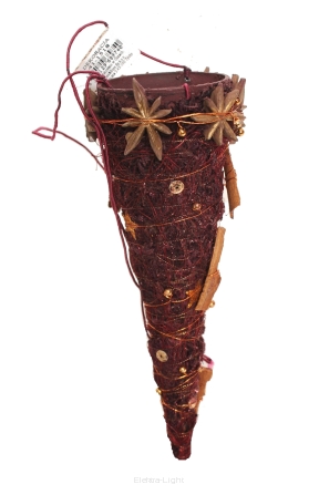 Rożek dekoracyjny bordowy z anyzowymi gwiazdkami 41-1518 20cm
