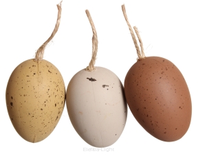 Jajka plastikowe zawieszki brąz-beż-popiel 4,5cm OSD170 12szt/opk.
