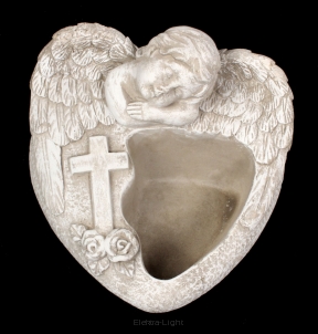 Osłonka gliniana serce z leżącym aniołkiem LH201877-16