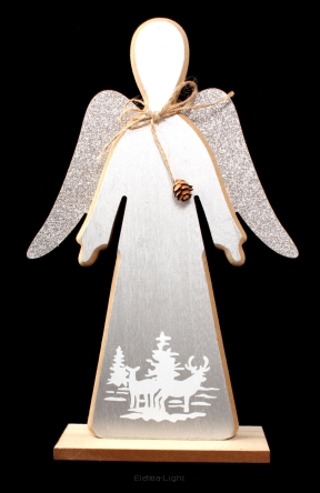 Anioł drewniany z brokatowanymi skrzydłami 31,5cm ZL20B94