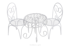 Komplet metalowy dekoracyjny stolik z krzesełkami do lasów w szkle 274CAN0508